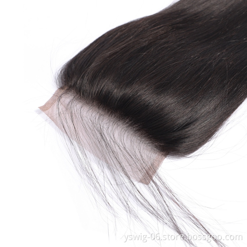 China Factory Supply Unprocessed 100% Mink 1b# Straight Brazilian Virgin Cuticle Aligned Hair and 4x4 Lace Closure in One Pack